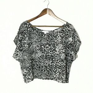 Ambiance Apparel Black & White Animal Print Top